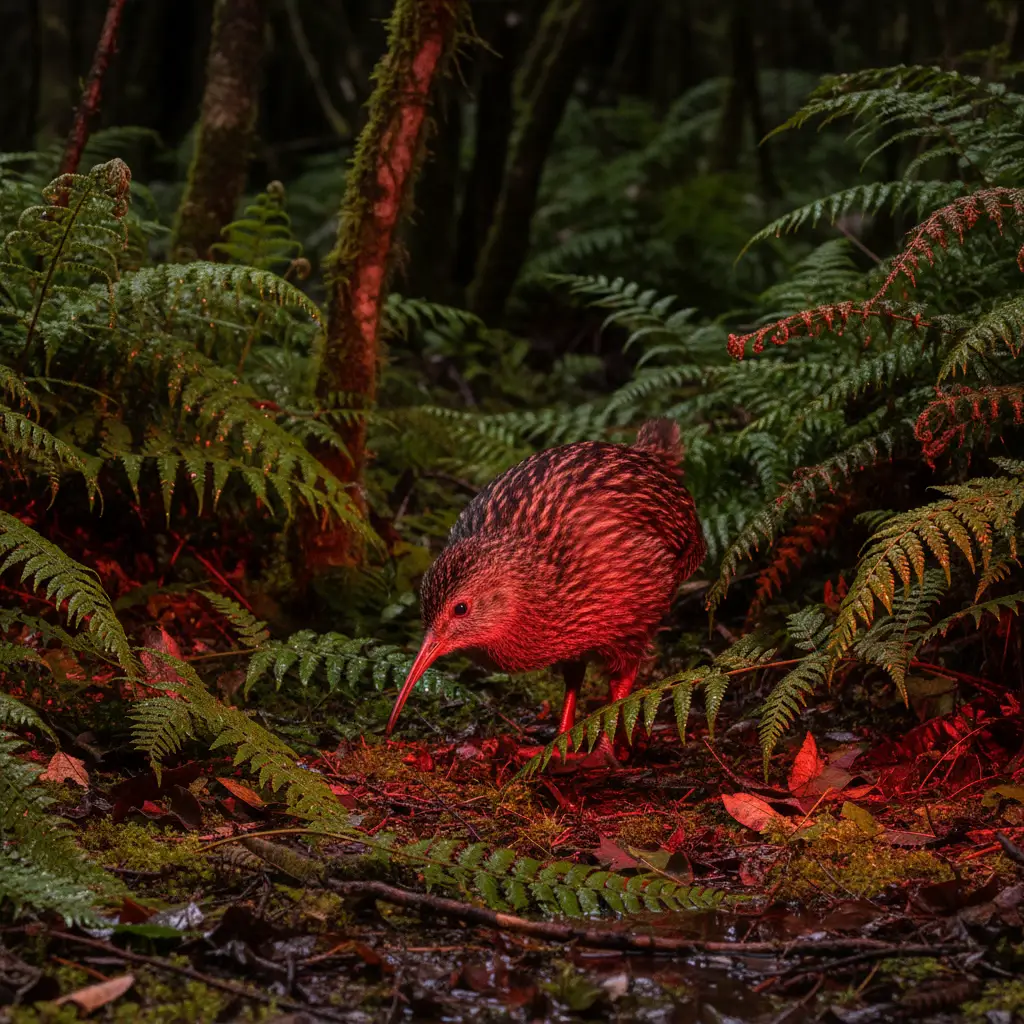 Little Spotted Kiwi foraging at night on Kapiti Island