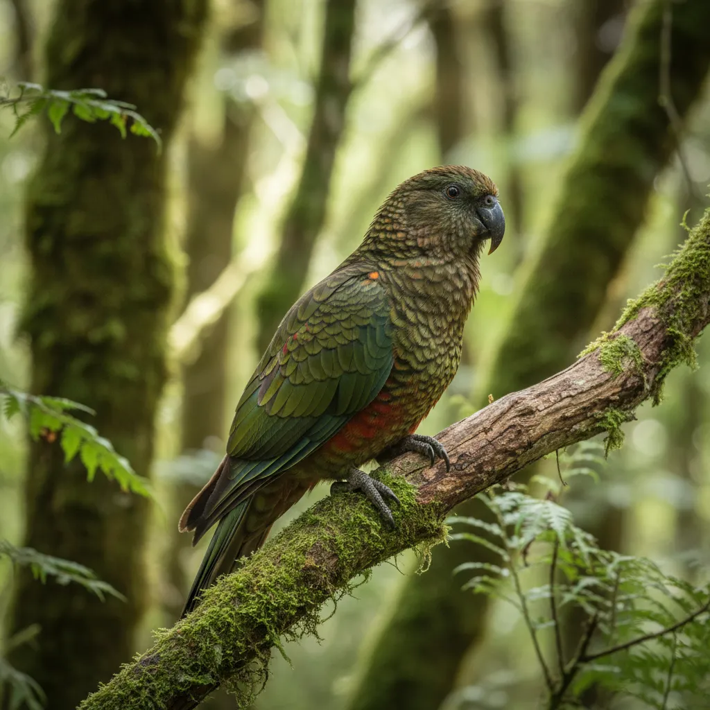 South Island Kākā parrot in Orokonui Ecosanctuary