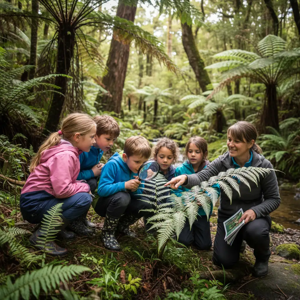 Children learning about nature at Orokonui Ecosanctuary education program