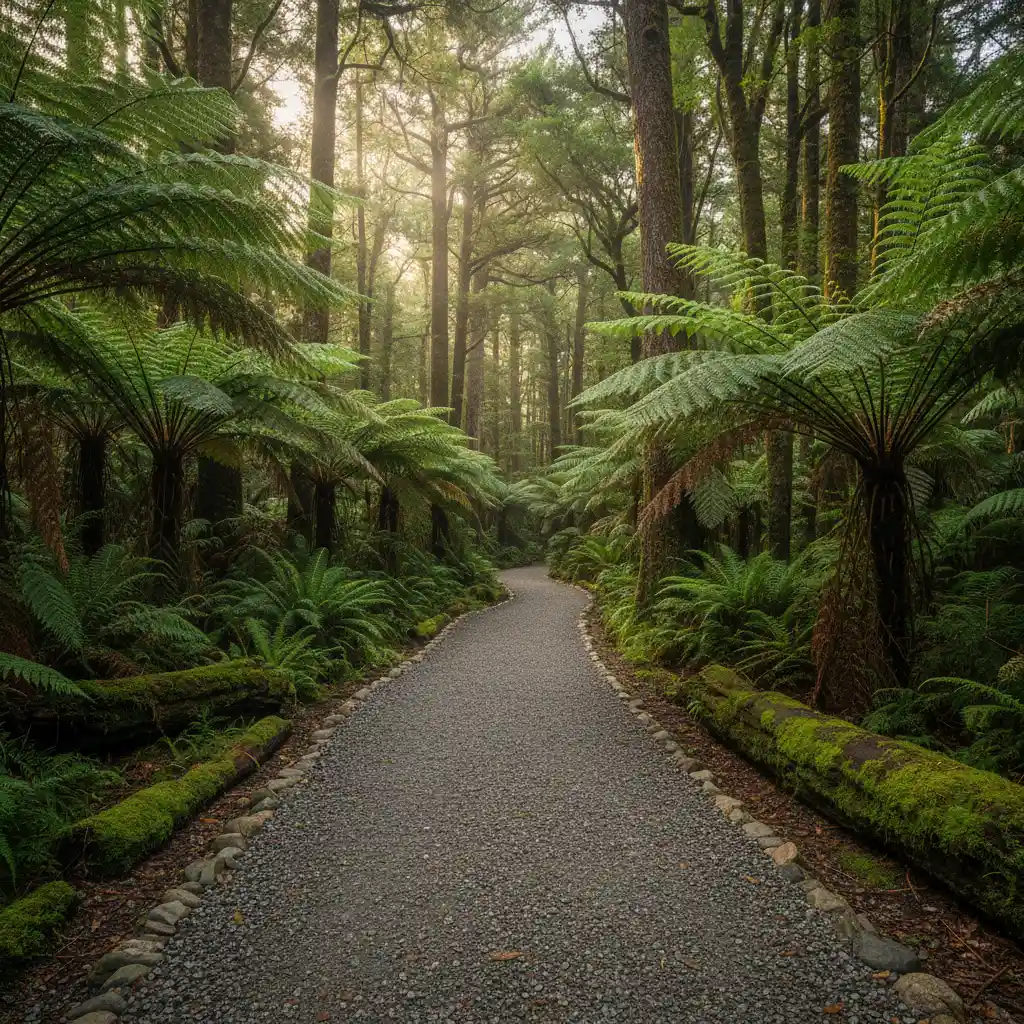 Gravel walking track through Ulva Island rainforest