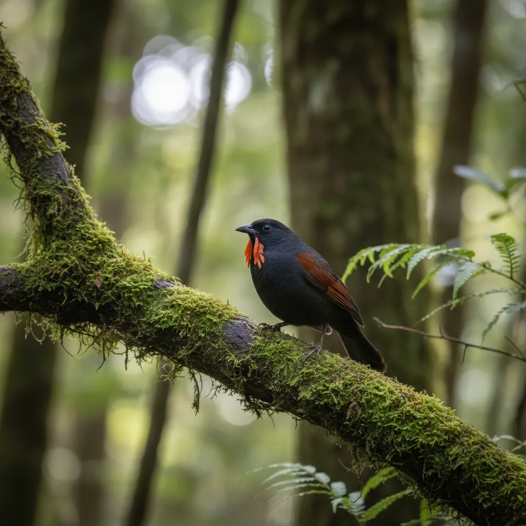 South Island Saddleback Tieke bird on Ulva Island
