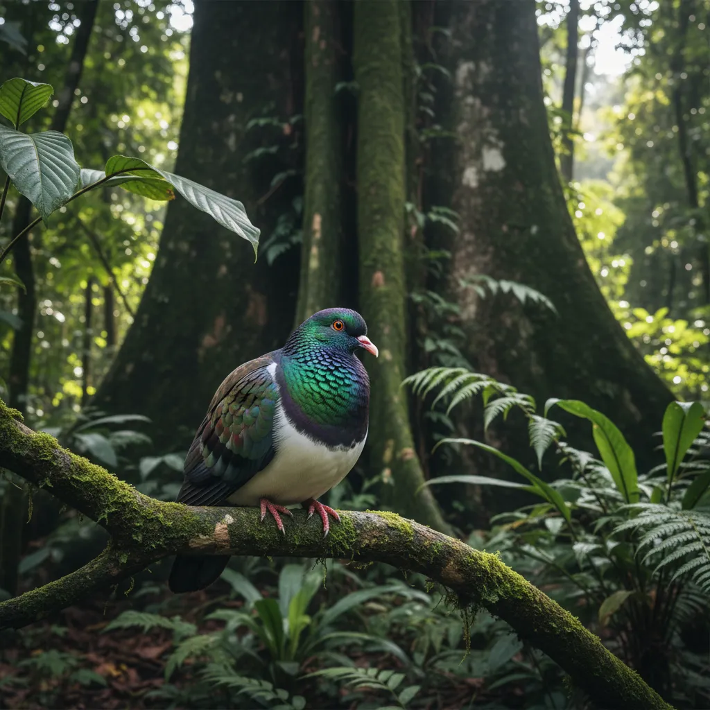 The Parea or Chatham Island Pigeon in its natural habitat