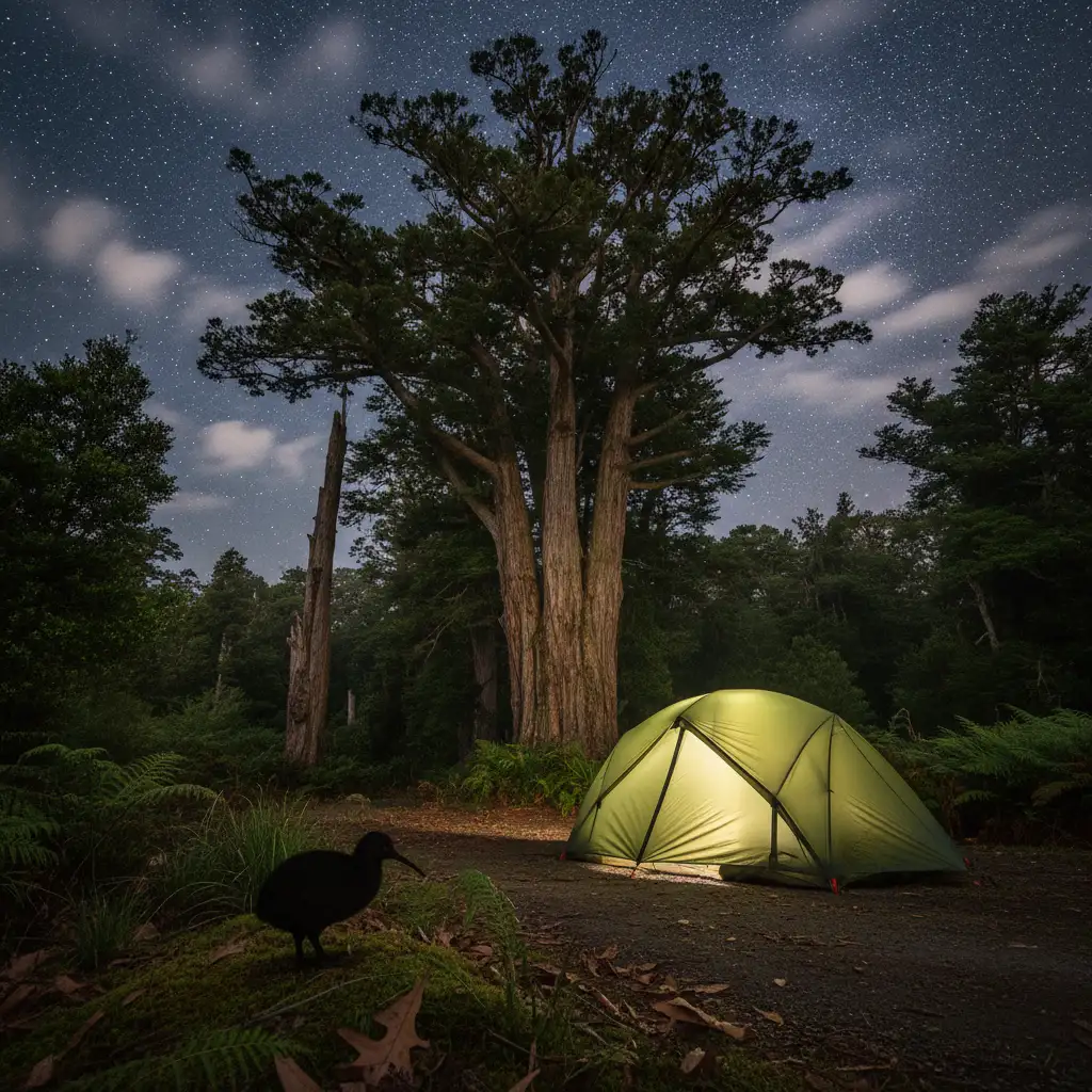 Camping near kiwi habitat in Trounson Kauri Park