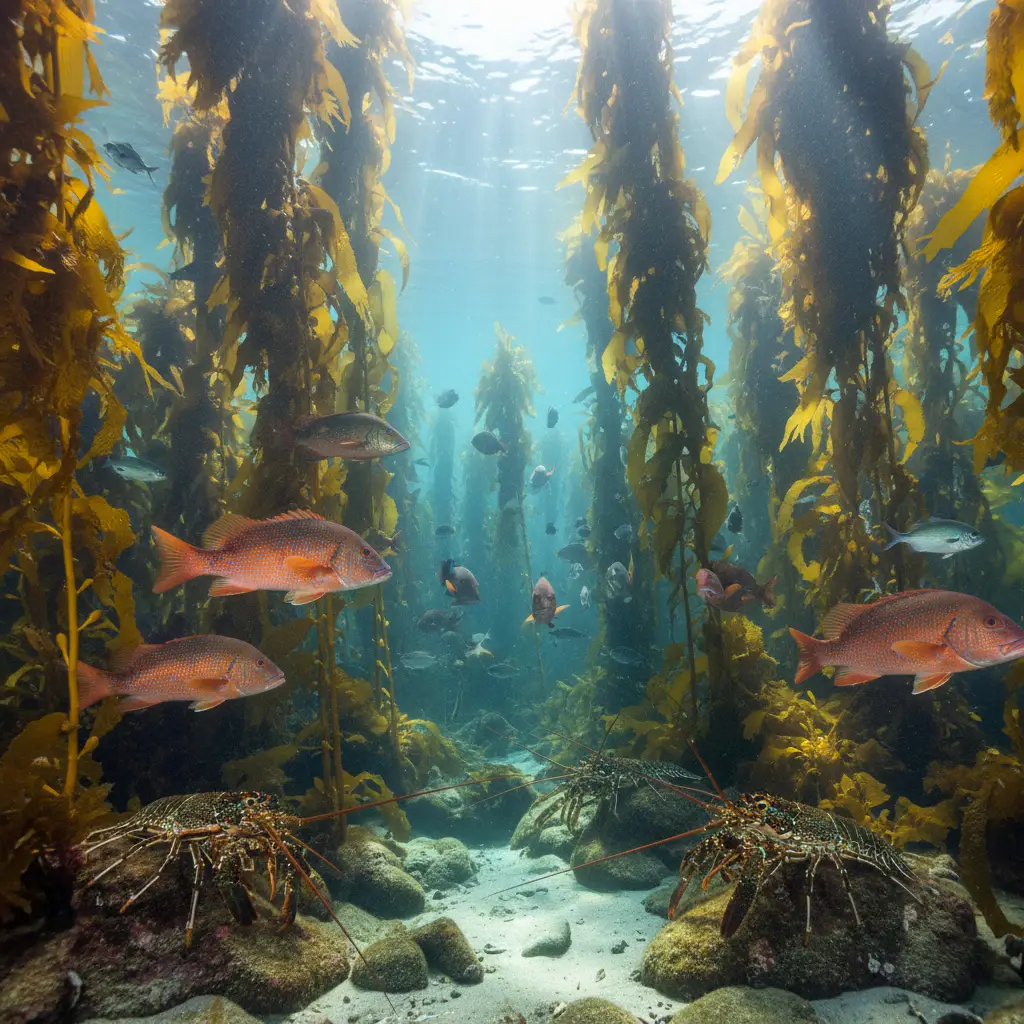 Underwater ecosystem in a New Zealand marine reserve