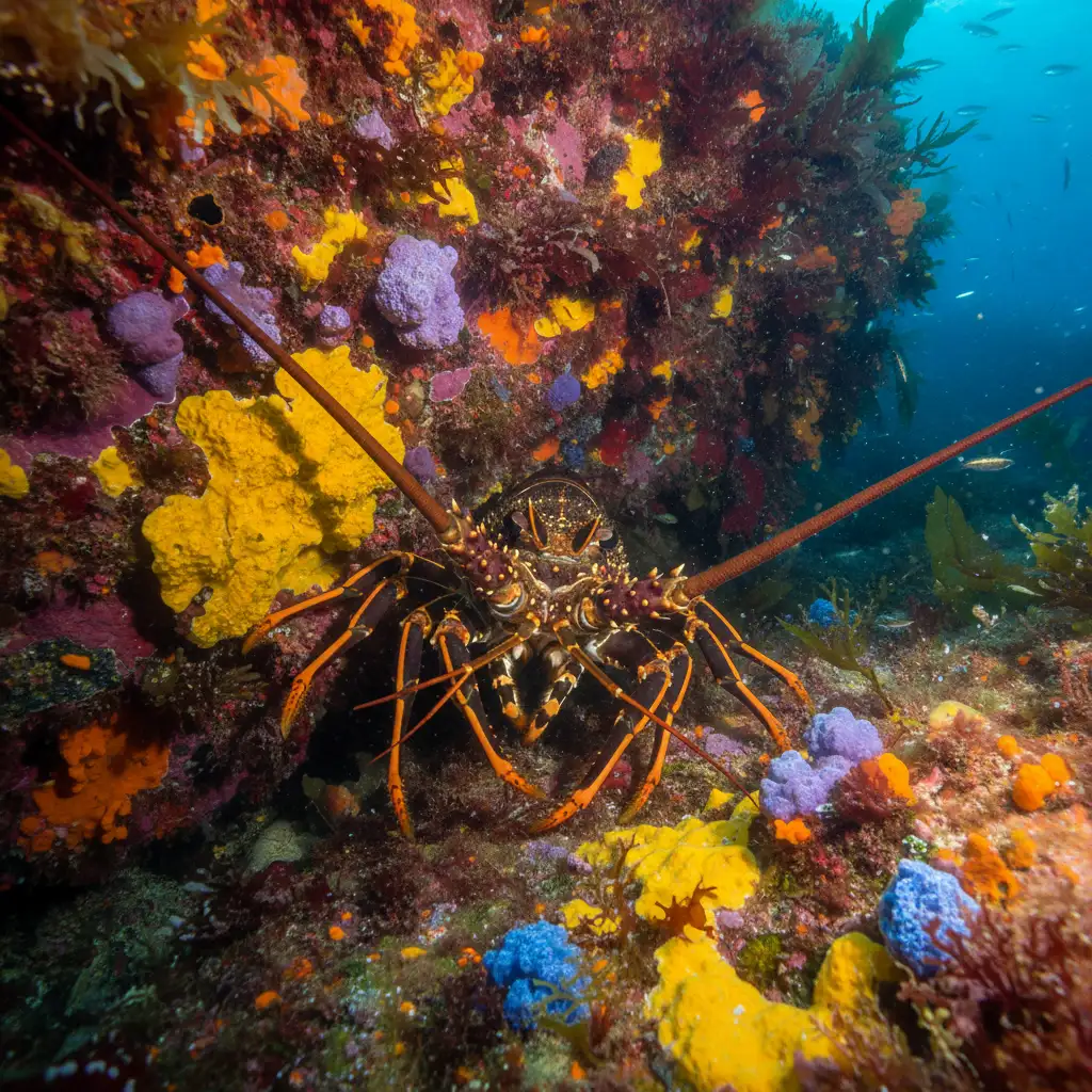 Large Crayfish hiding in a rocky crevice at Cape Rodney-Okakari Point