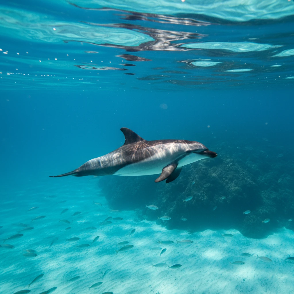 Hector's dolphin swimming in New Zealand marine reserve