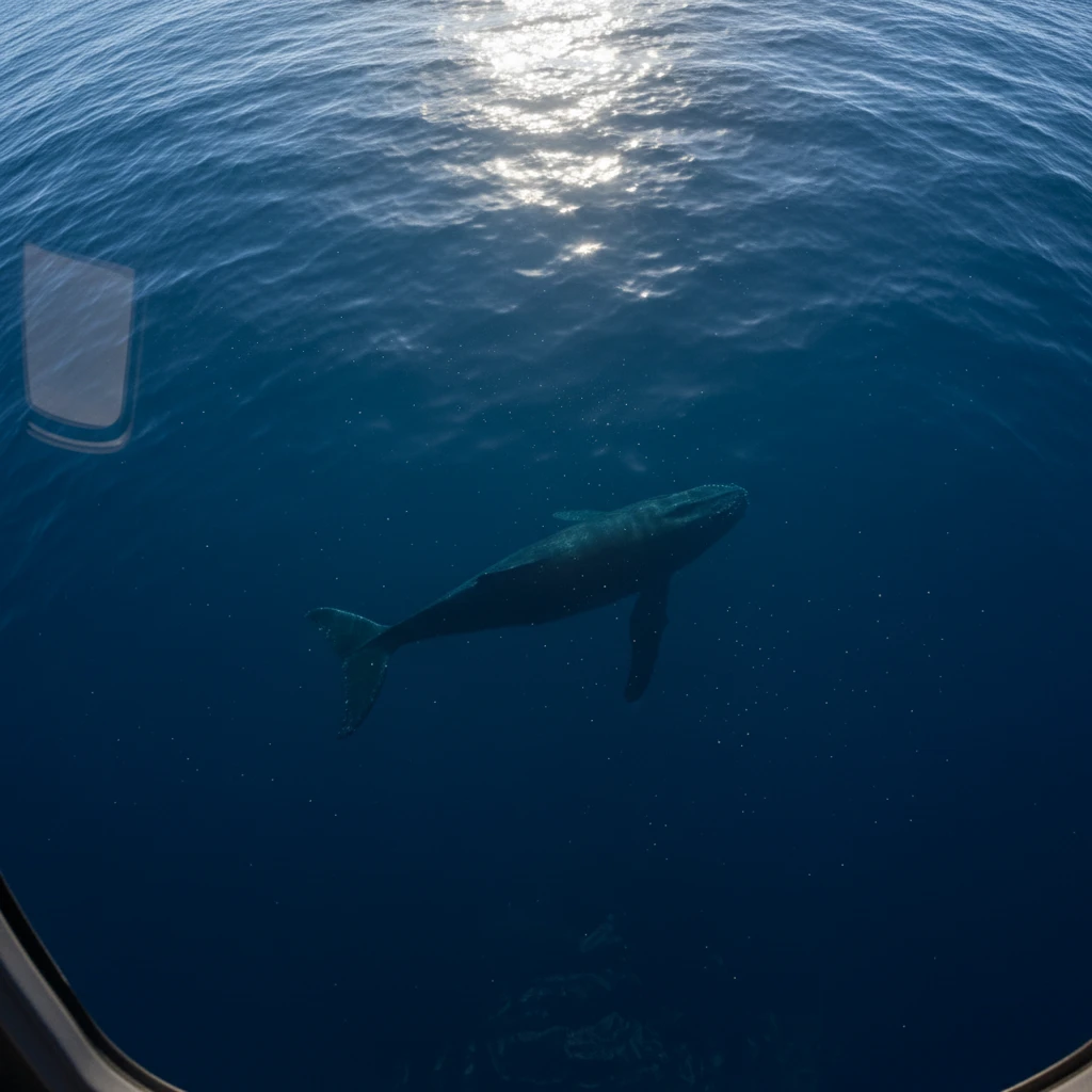 Aerial view of a whale from a helicopter