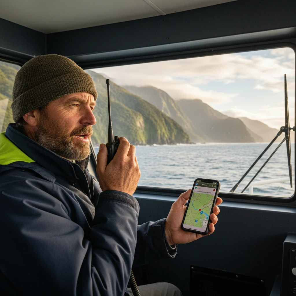 Captain reporting marine pest location via radio and phone