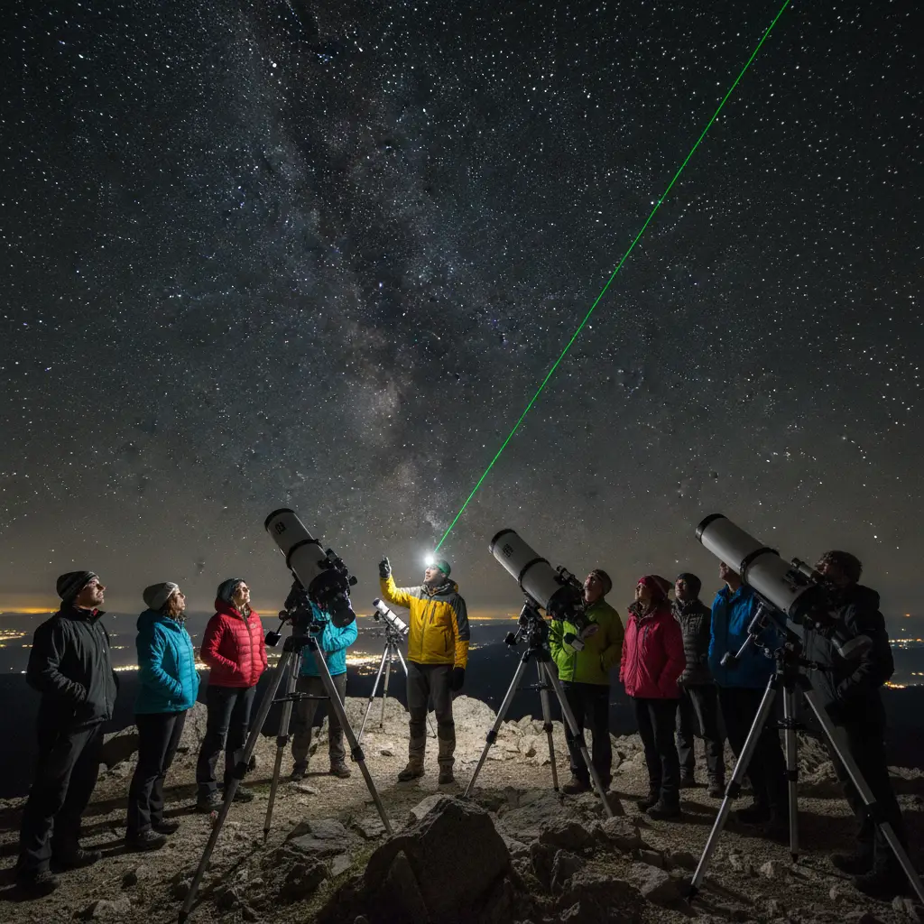 Tourists using telescopes at Mt John Observatory