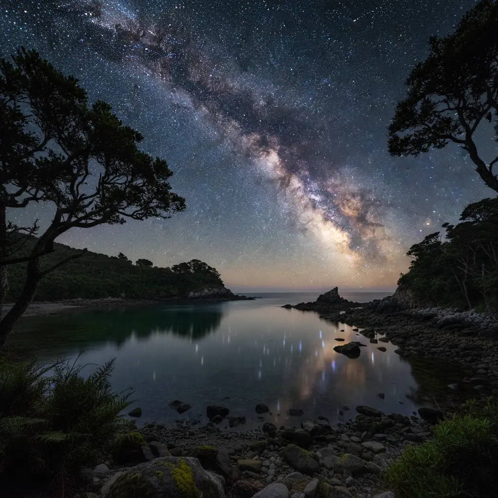 Milky Way galaxy visible over the Stewart Island coastline