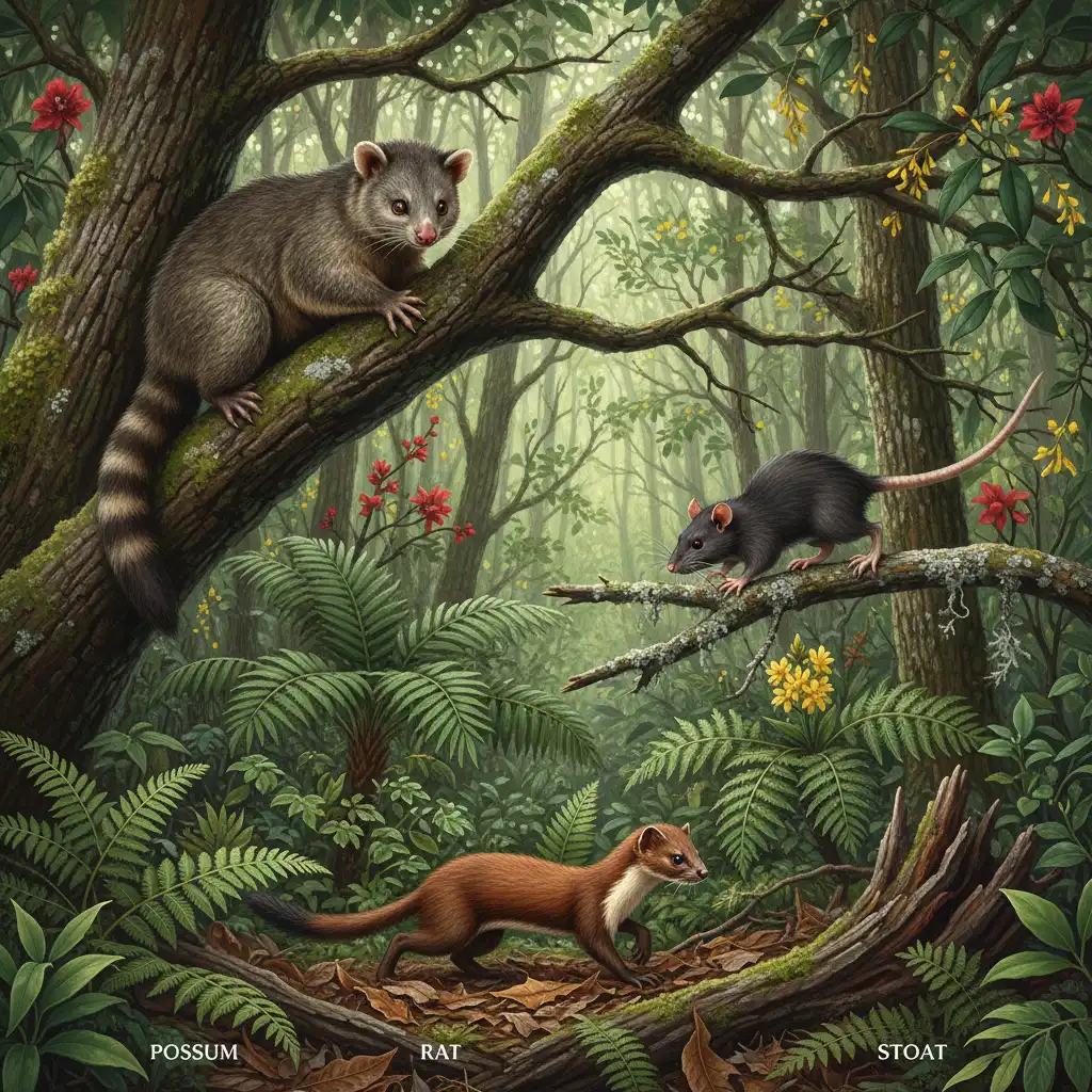 The Big Three predators: Possum, Rat, and Stoat