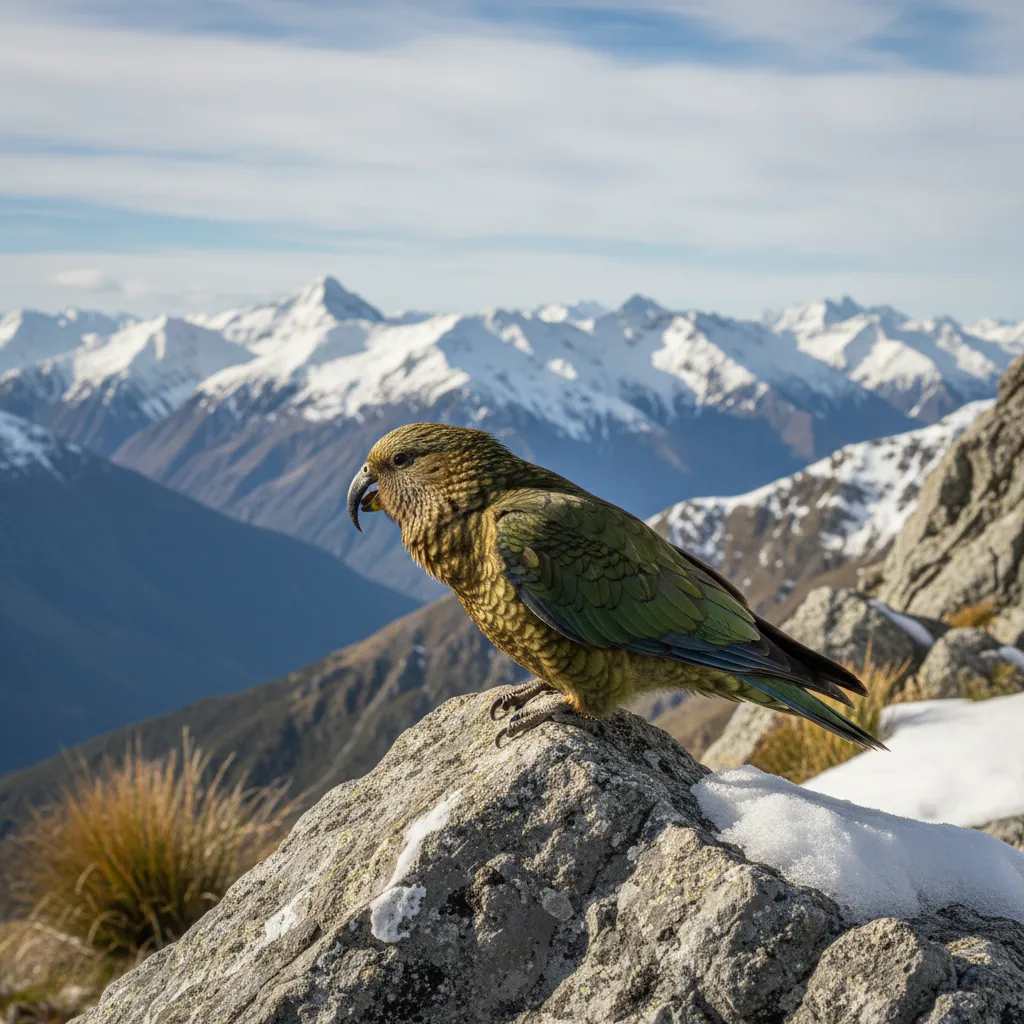 Kea alpine parrot in the Southern Alps