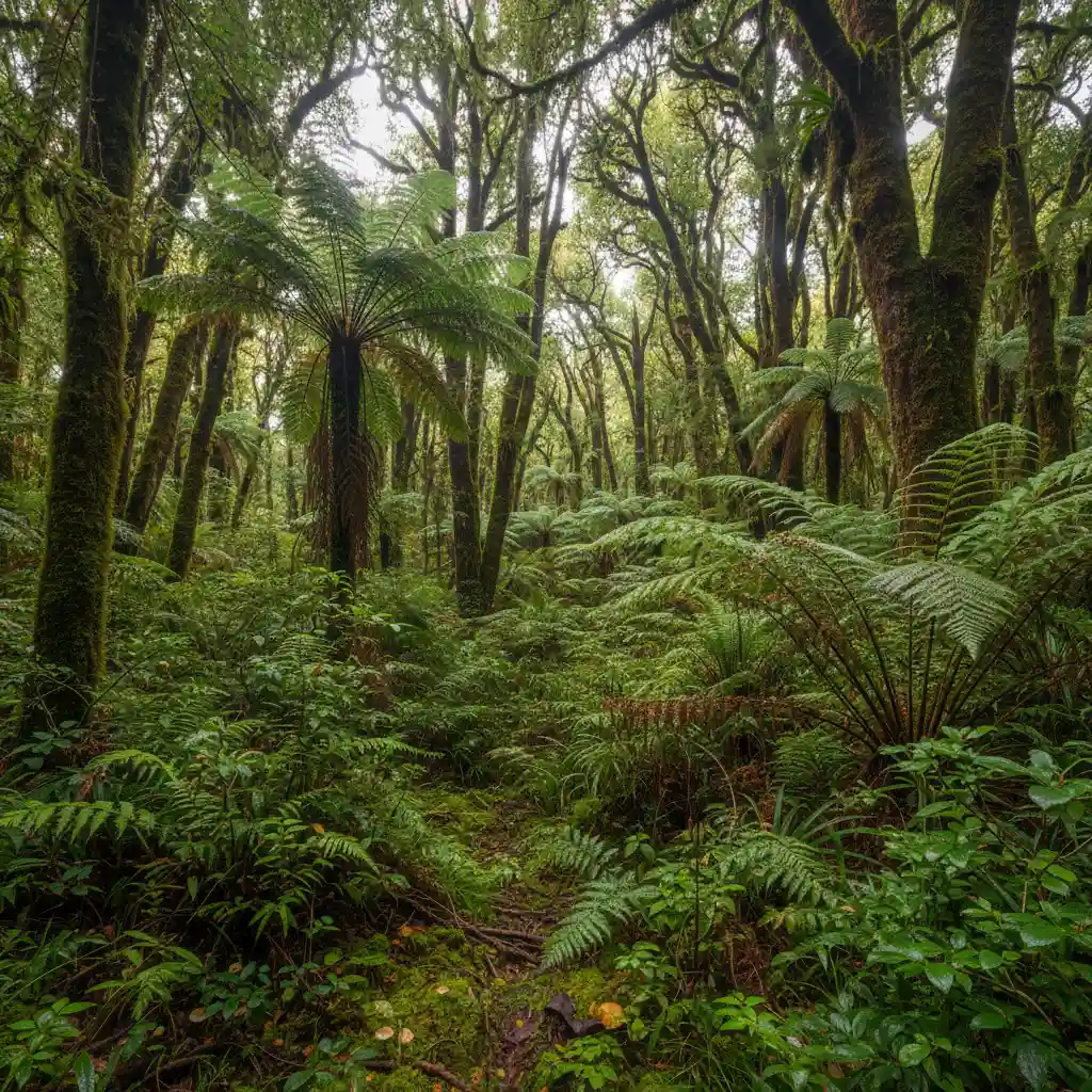 New Zealand native rainforest ecosystem