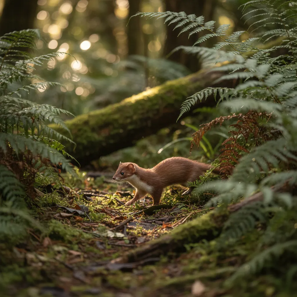 Stoat hunting in New Zealand bush