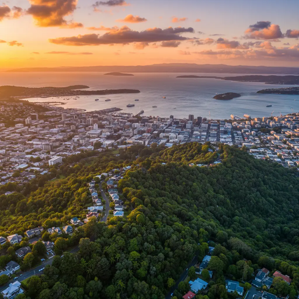 Aerial view of the Wellington Green Belt surrounding the city