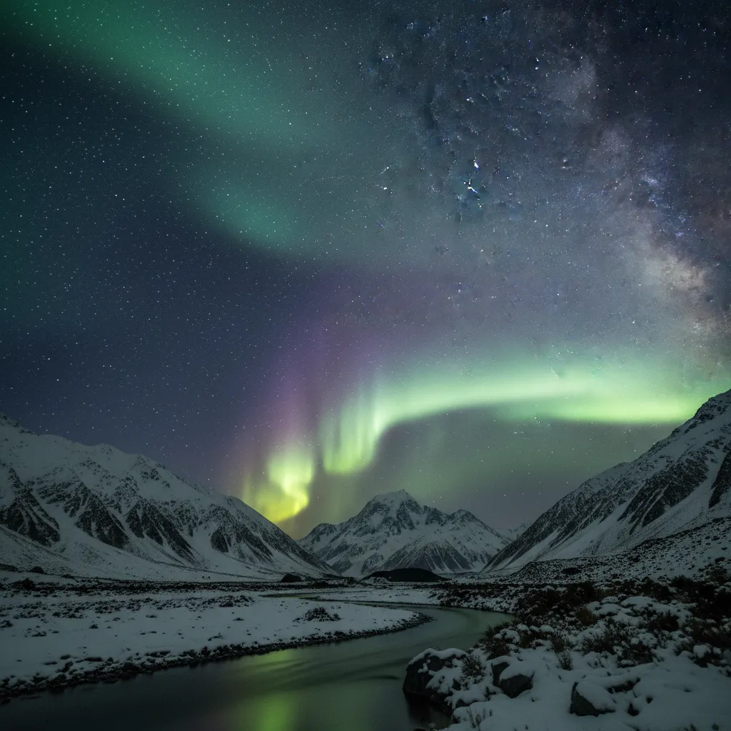 Aurora Australis over Mount Cook