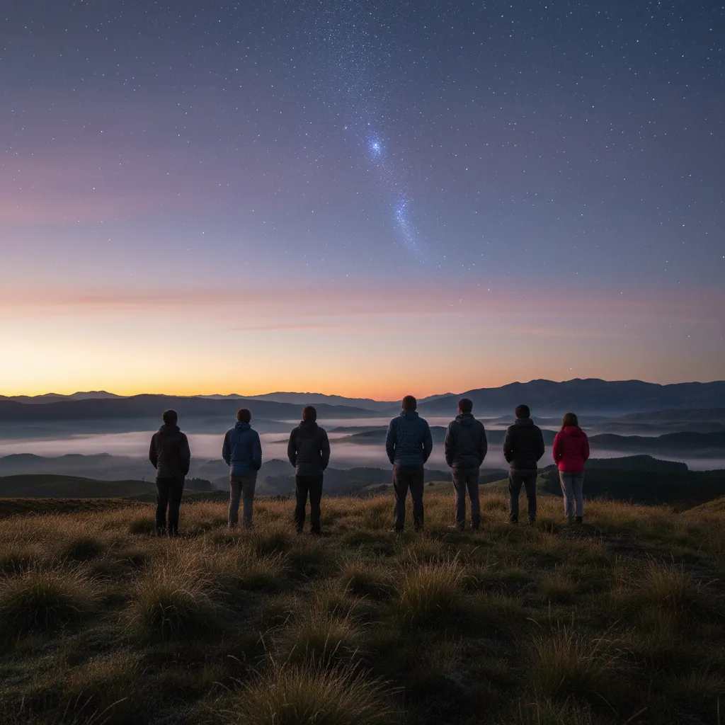 Matariki star cluster rising at dawn