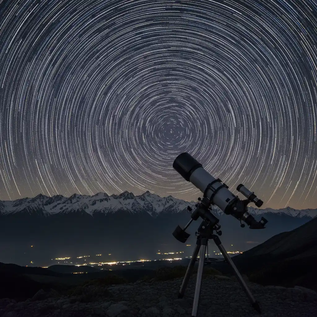 Telescope pointing at Southern Alps dark sky