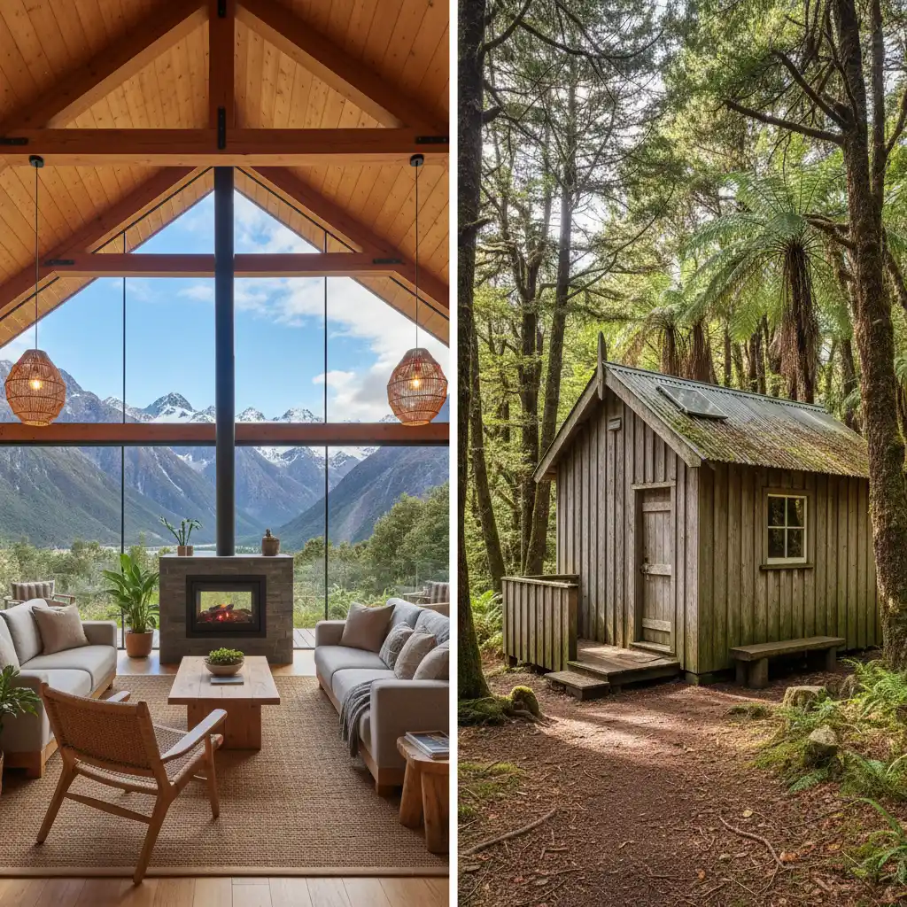 Comparing luxury eco-lodges and budget DOC huts in New Zealand