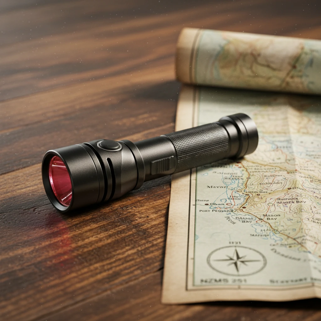 Red light torch and map for kiwi spotting