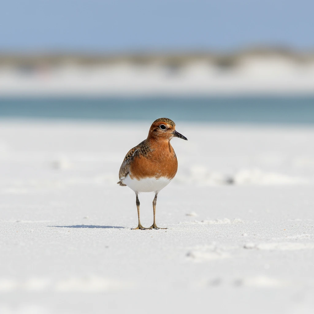 New Zealand Dotterel showing rusty red breeding plumage for nz shorebirds identification