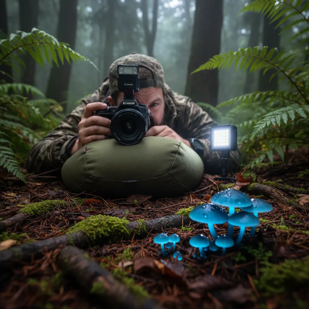 Macro photography setup for capturing wild fungi