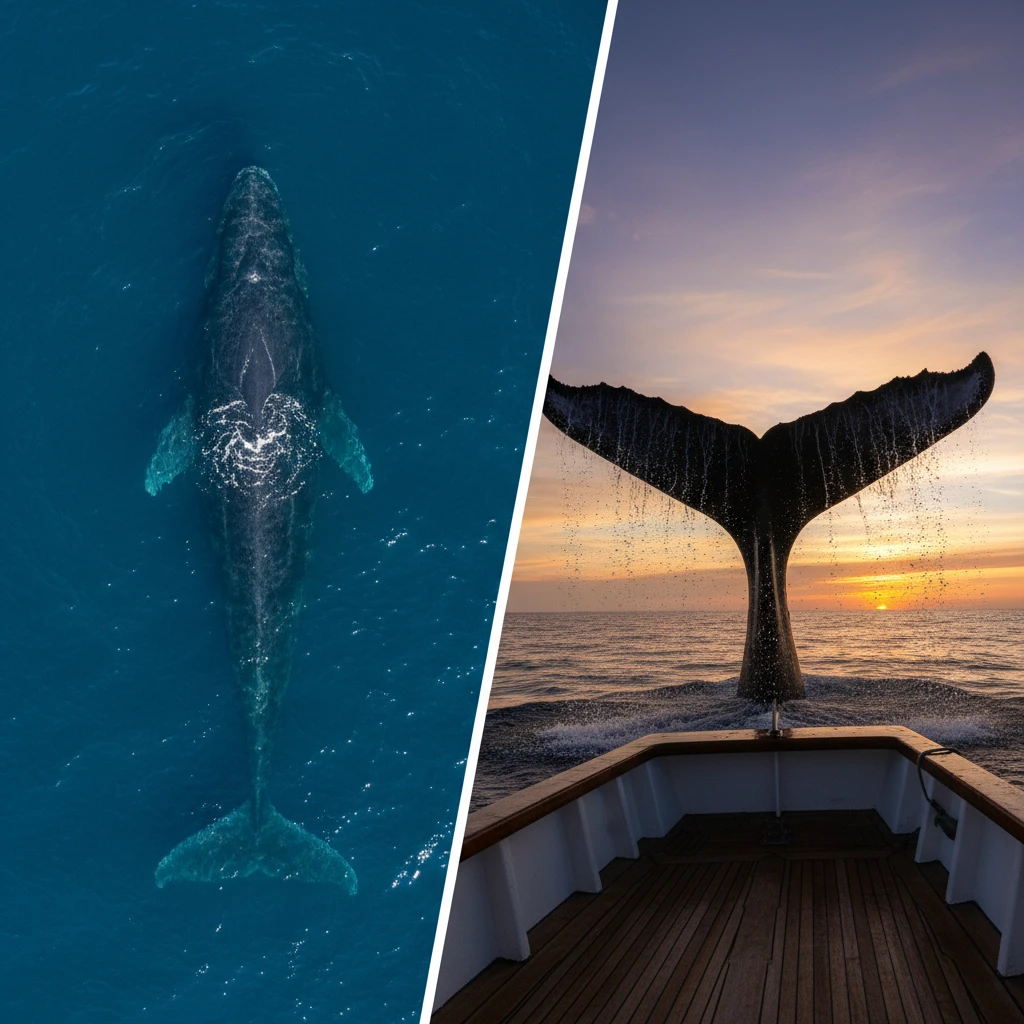 Comparison of helicopter view vs boat view of whales