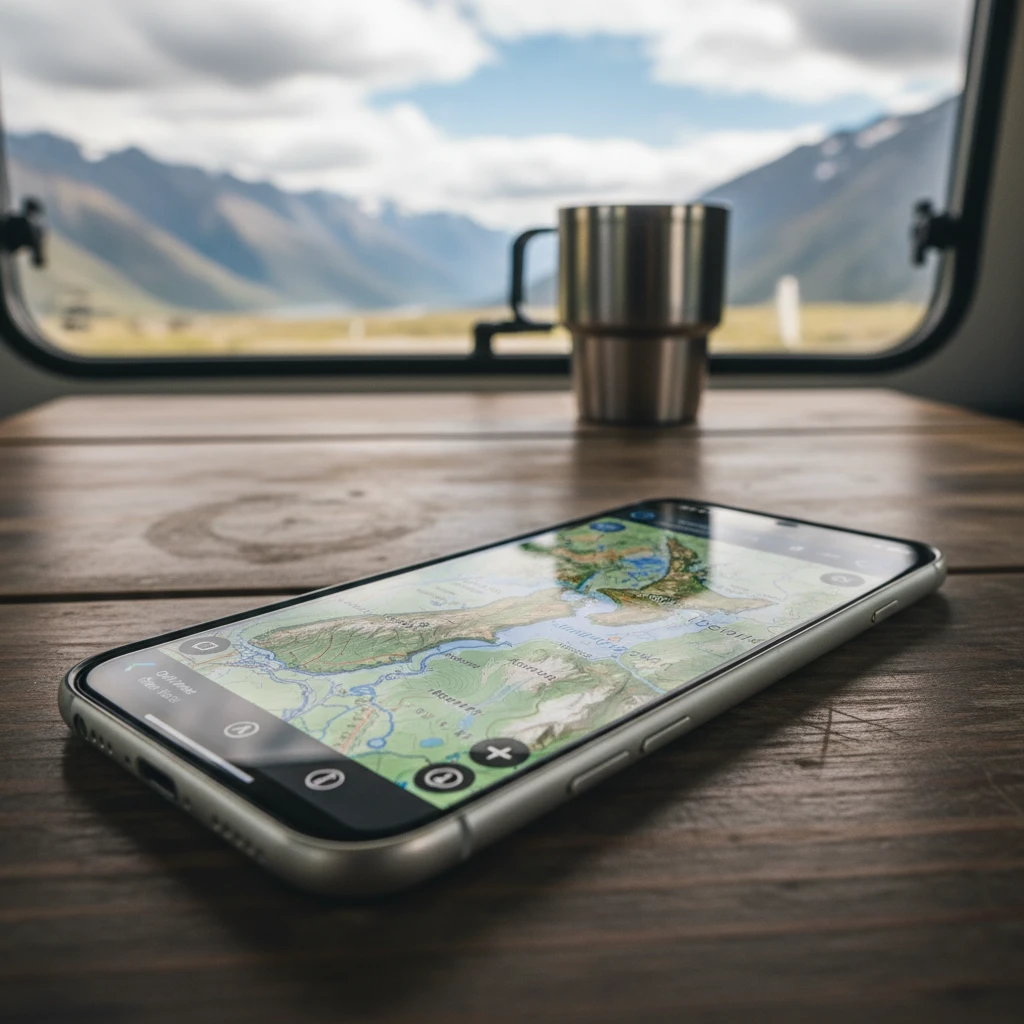 Offline map functionality on a smartphone for NZ travel