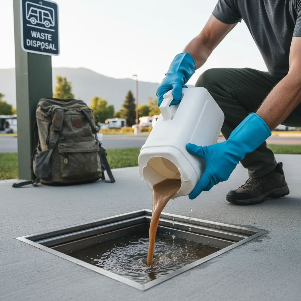 Traveler responsibly using a dump station