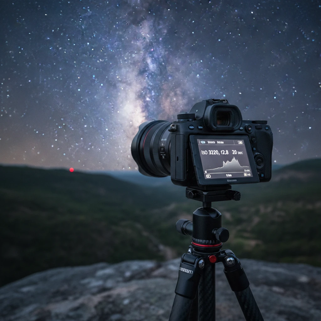 Camera settings for astrophotography on LCD screen