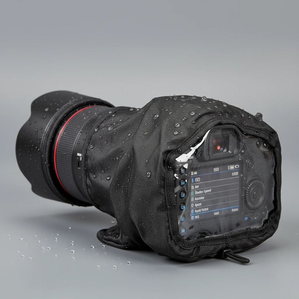 High-quality nylon camera rain cover with clear back panel