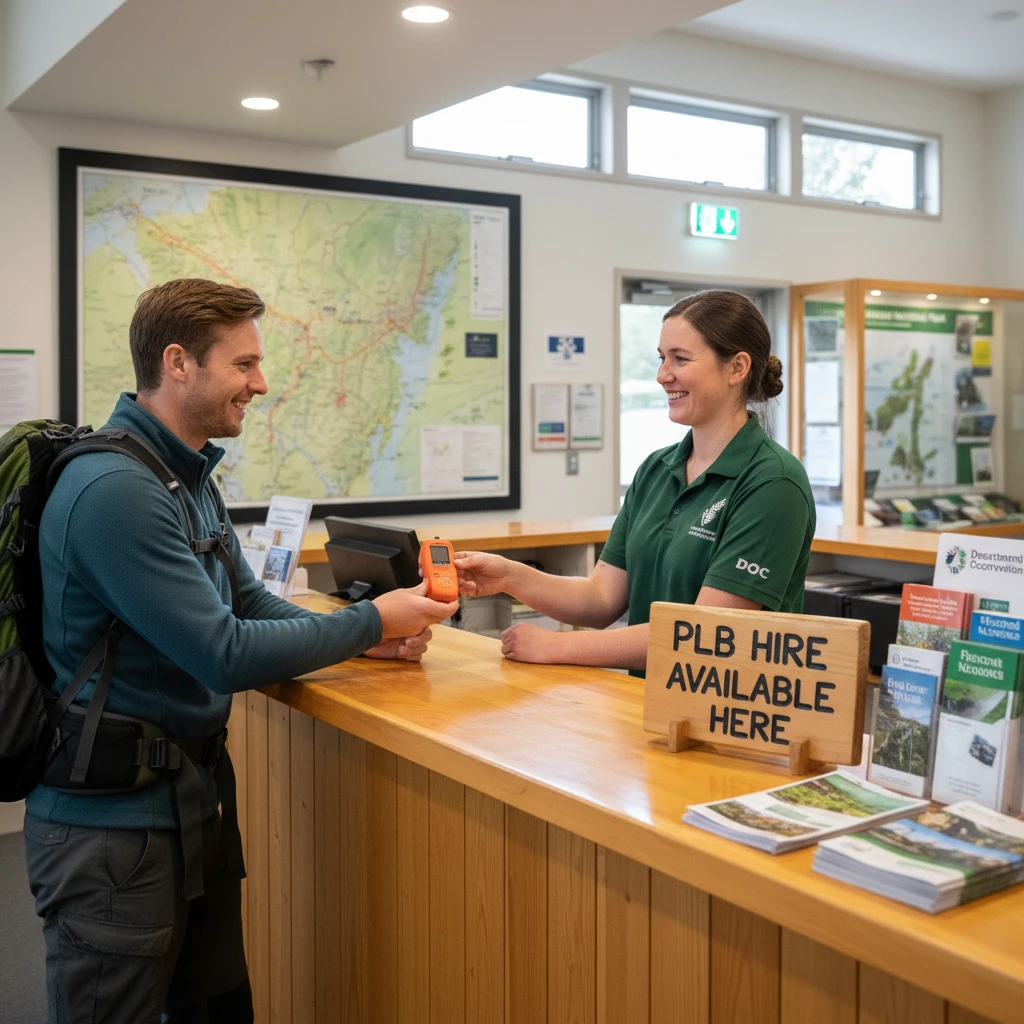 Hiring a PLB at a DOC Visitor Centre