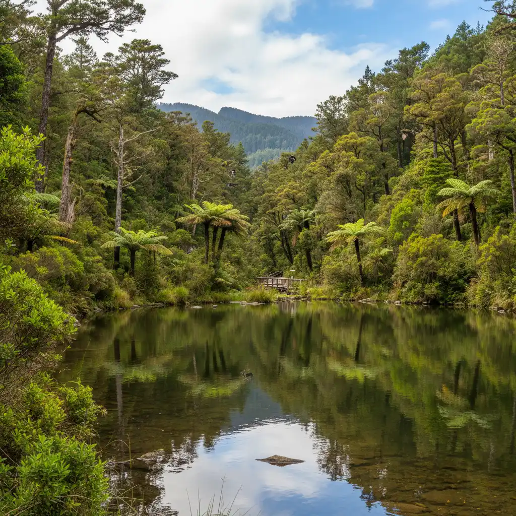 Zealandia Ecosanctuary landscape in Wellington New Zealand