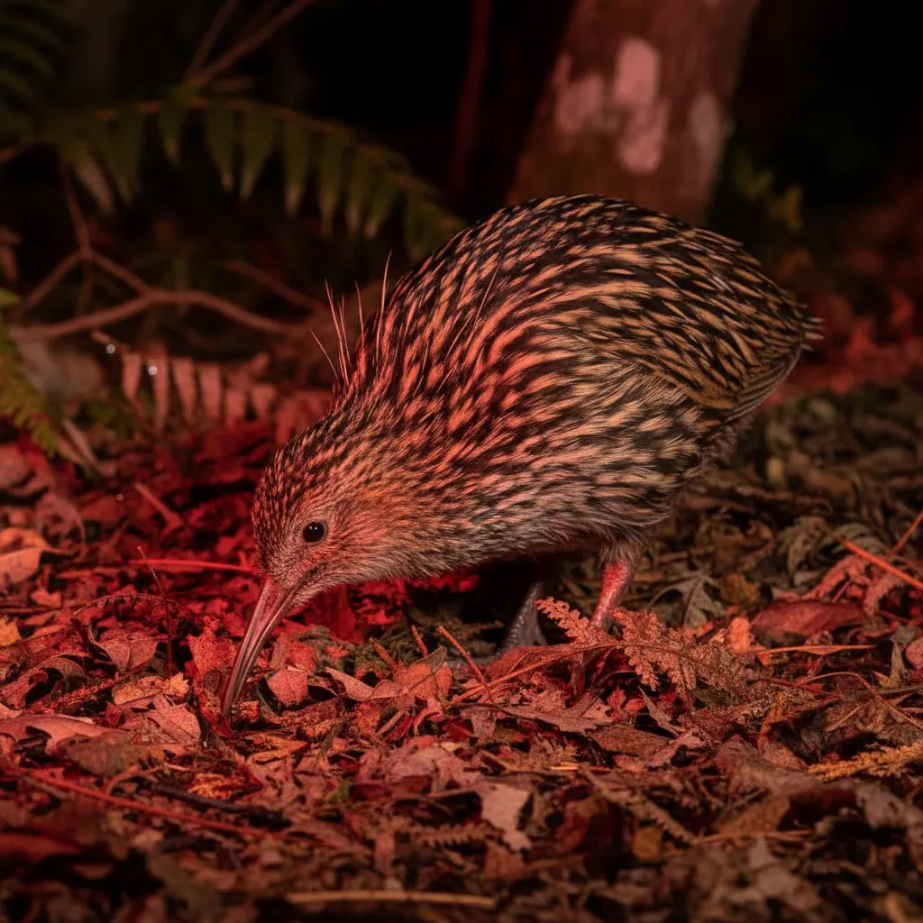 Little Spotted Kiwi foraging at night