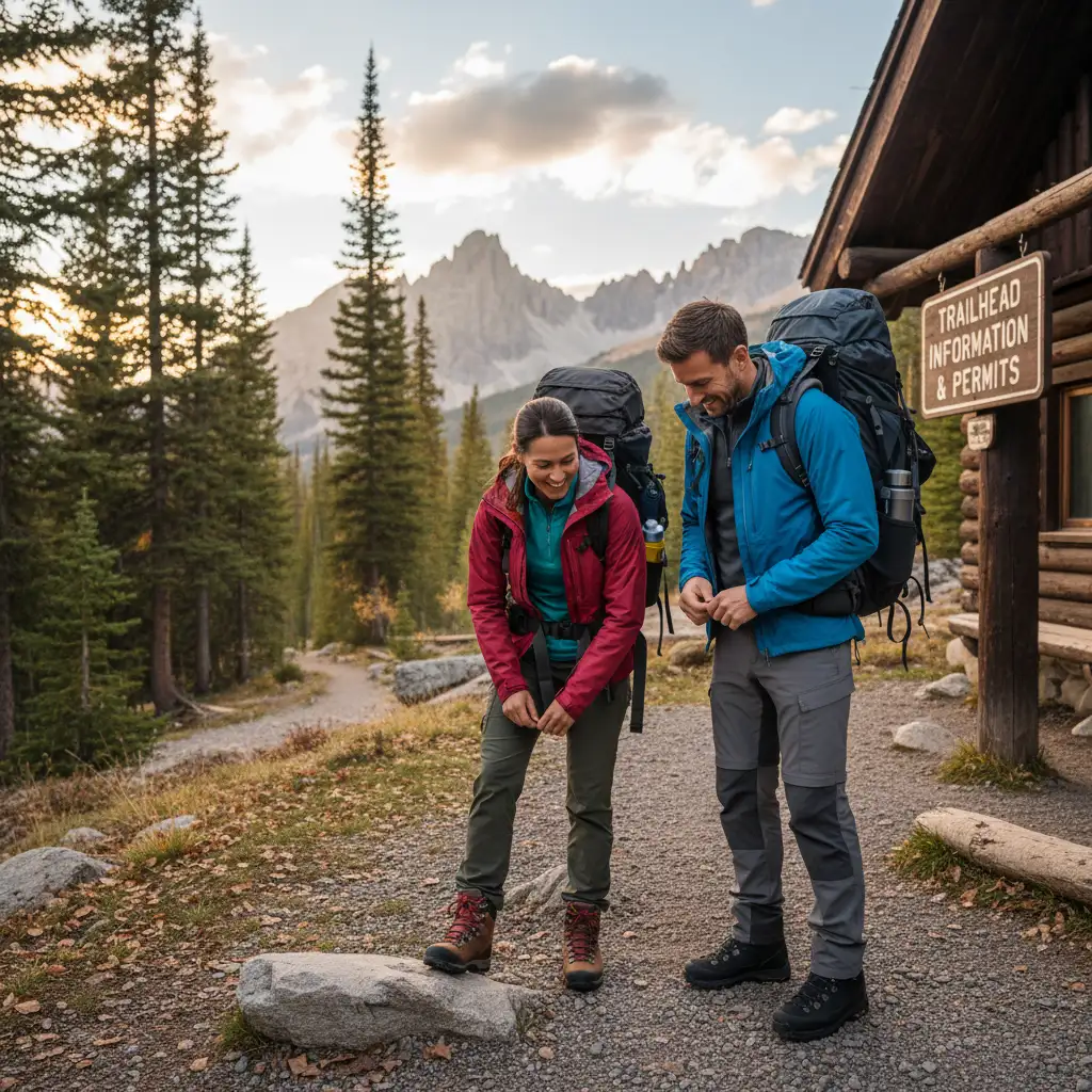 Couple dressed in warm layers for night tour