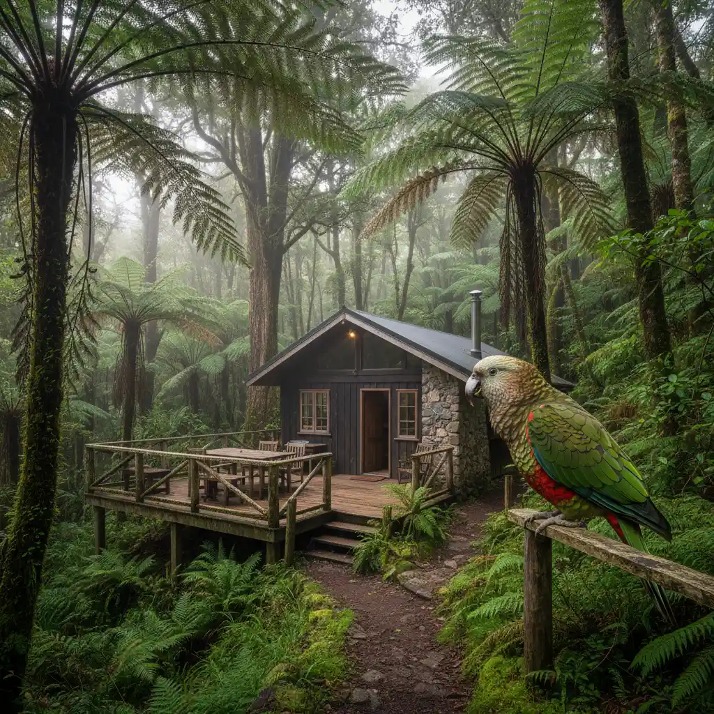 Private holiday home accommodation in Stewart Island bush