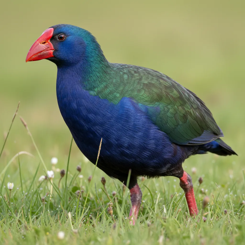 Rare Takahe bird on Tiritiri Matangi