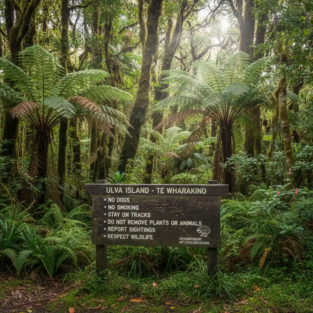 DOC Rules Signage on Ulva Island