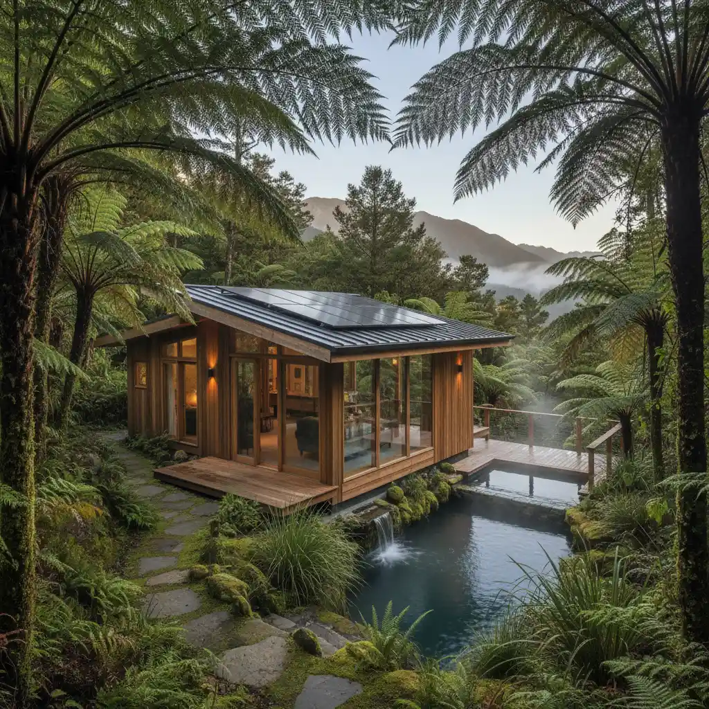 Sustainable eco-lodge nestled in New Zealand native bush