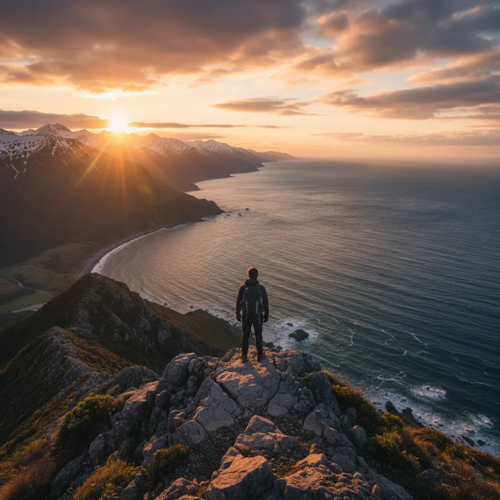 Scenic coastal hiking trail in Kaikoura New Zealand