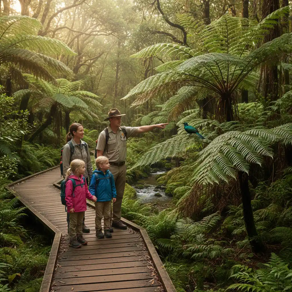 Family friendly eco tours NZ guided walk in fern forest
