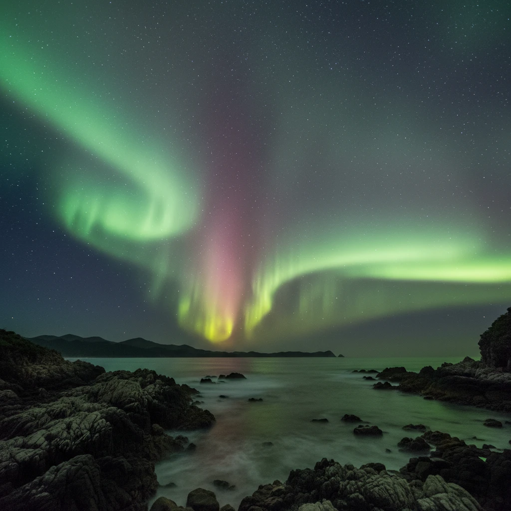 Aurora Australis visible from Rakiura Stewart Island Dark Sky Sanctuary