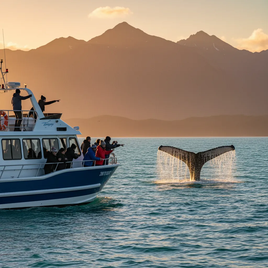Sperm whale diving near Kaikoura coast during a marine wildlife tour