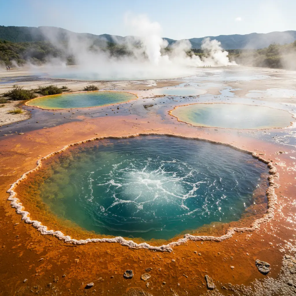 The colorful Champagne Pool at Wai-O-Tapu Thermal Wonderland