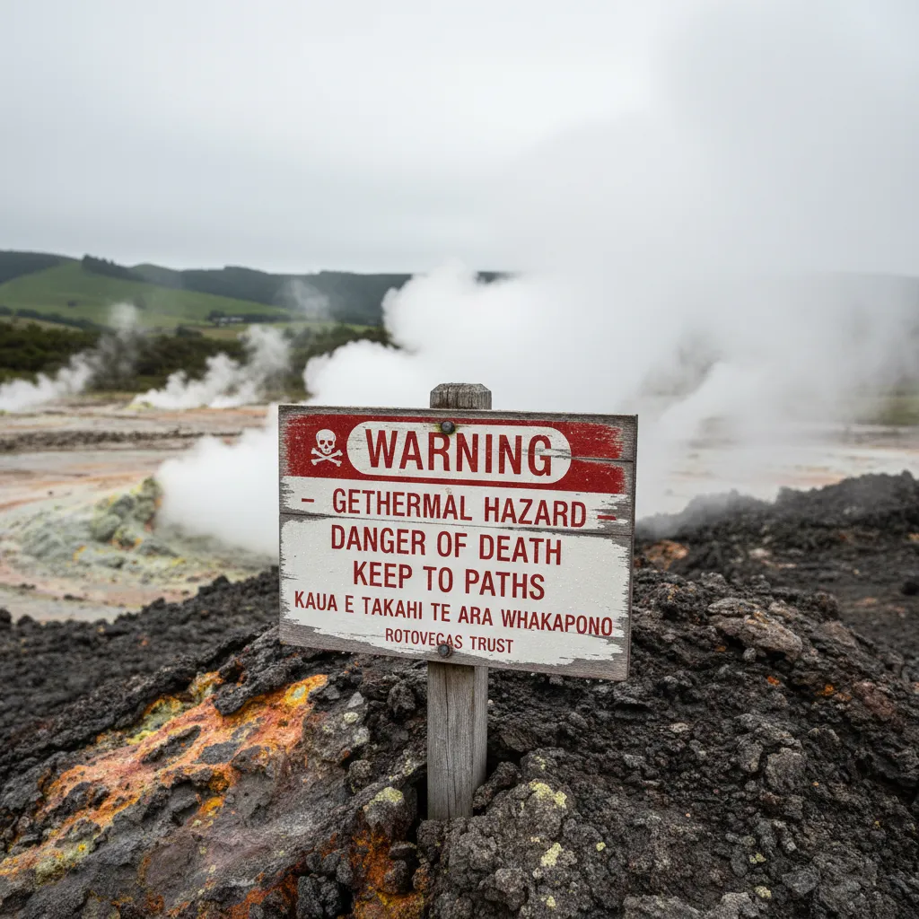 Geothermal safety warning sign Rotorua